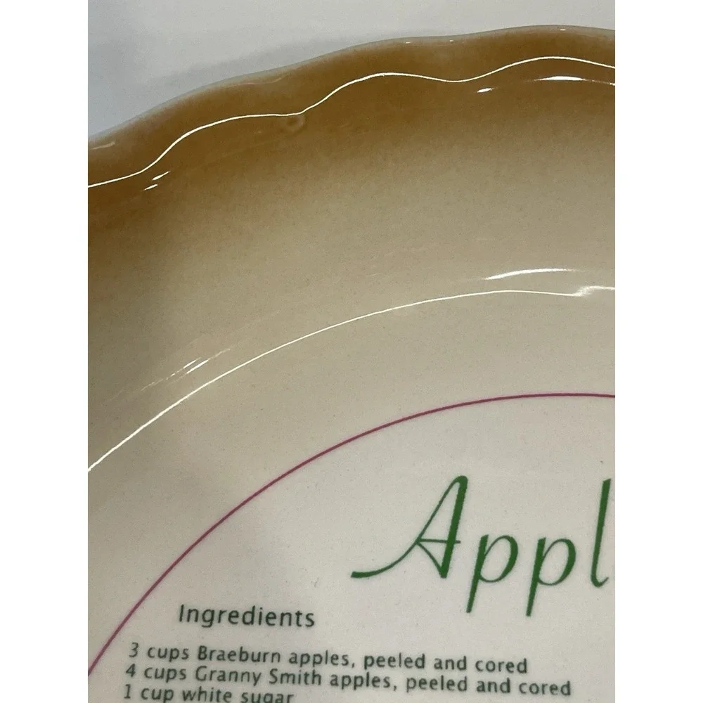 Nantucket Apple Pie Baking Plate Recipe Pie Dish Scalloped Edge 10
